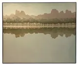 line of trees along water by James Wilson Rayen, oil on canvas, sold Mar 2025