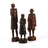 TWO MEN by Woman With Child, AFRICAN CARVED WOODEN FIGURES, sold Mar 2020