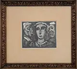 Les Visages" [The Faces] by Georges Rouault, Woodcut, sold Jun 2024