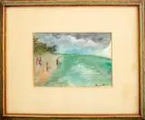 Beach Scene by Doris Kreindler, Oil Crayon on Paper, sold Jun 2024