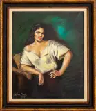 Portrait of a Black-Haired Beauty by Antonio Mario, 1963, Oil on Canvas, sold Jun 2024