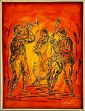 Musicians by Charles Burdick, Ink and Watercolor on Paper, sold Jun 2024