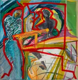 Abstract Composition by Eva Bouzard-Hui, Oil on Canvas, sold Jun 2024