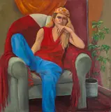 Portrait of a Seated Figure by Penny Purpura, Oil on Canvas, sold Jun 2024