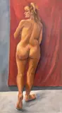 Portrait of a Standing Nude Woman by Penny Purpura, Oil on Canvas, sold Jun 2024