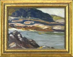 Untitled by Charles Herbert Woodbury, oil on board, sold Sep 2023