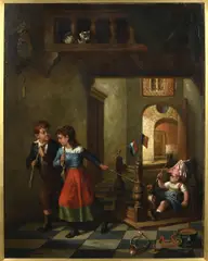 Untitled by Joseph Gyselinckx, oil on wood board, sold Sep 2023
