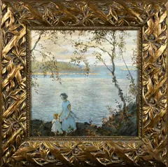 Untitled by Edward Dufner, oil on artists board, sold Nov 2023