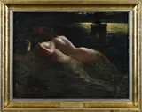 Untitled by Charles Courtney Curran, oil on artist board titled 'Study for the Sirens', sold Nov 2023