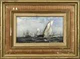 Untitled by James Edward Buttersworth, oil on wood board, sold Nov 2023
