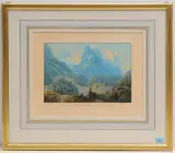 Vue des Montagnes du Wetter=Horn, Well=Horn, et du Glacier de Rosenlaui by Wetterhorn u. Wellhorn, aquatint, sold Mar 2023