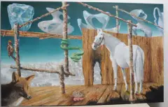 Geburt", 2007 by Urs Aeschbach, oil, sold Mar 2023