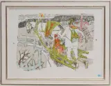 Schlittengefährt by Alois Carigiet, 1973, color lithograph, sold Mar 2023