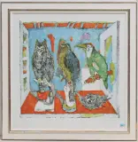 Volière in Blau by Alois Carigiet, 1978, color lithograph, sold Mar 2023