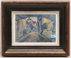 Dorfgasse mit Torbogen by Ernst Samuel Geiger, gouache, sold Mar 2023