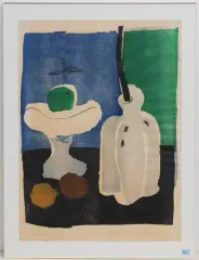 Stillleben mit Früchten by Carlotta Stocker, 1953, linocut, offered Mar 2023