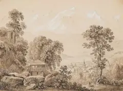 Blick auf Sallanches gegen den Mont-Blanc by Samuel Birmann, pencil, offered Dec 2022