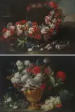 zugeschrieben Gegenstücke: Blumenstillleben by Francesco della Questa, oil on canvas, sold Dec 2022