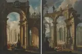 Gegenstücke: Architektur-Capricci by Bologna, 18.Jh., oil on canvas, sold Dec 2022