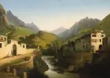 Bergdorf in der Nähe von Bergamo by Marco Gozzi, 1833, oil on canvas, sold Dec 2022