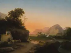 Ideale Landschaft by Marco Gozzi, 1837, oil on canvas, sold Dec 2022