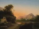 Ideale Landschaft by Marco Gozzi, 1837, oil on canvas, sold Dec 2022