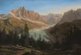 L' Aiguille du Dru prise du Montenvers, Chamonix by Alfred Jacob Miller, oil on board, sold Dec 2022