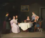 Die Familienfeier by Carl Kreul, 1836, oil on panel, sold Dec 2022