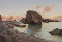 Küstenlandschaft bei Capri by Augusto Lovatti, 1890, oil on panel, sold Dec 2022