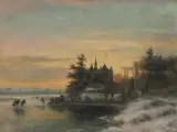 Winterlandschaft mit Eisläufern by Lodewijk Johannes Kleijn, oil on canvas, sold Dec 2022