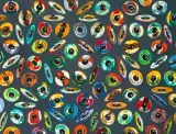 Fischaugen by Corinne Wasmuht, 1990, oil, offered Dec 2022