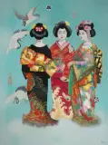 Drei Geishas (Kimono) by Frančeska Kirke, 2010, oil on canvas, sold Dec 2022