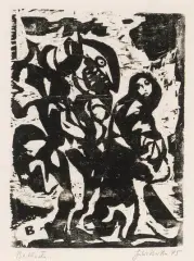 Ballade by Hubert Berke, 1945, woodcut, offered Dec 2022
