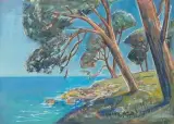 Mediterrane Landschaft by Jaroslav Grus, 1970, mixed media, offered Dec 2022