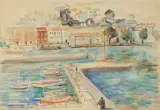 Hafenansicht by Jaroslav Grus, 1977, watercolor, offered Dec 2022