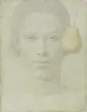 Portrait with a pear by Koulbak Victor, 1994, mixed media, sold Dec 2022