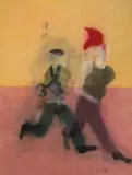 Man with his friends by Yiming Wu, 2001, watercolor, sold Dec 2022