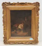 Stallinterieur mit Pferden by England, 19.Jh., oil on board, offered Dec 2022