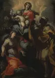 Madonna mit Kind und Heiligen by Mittelitalien, 18.Jh., oil on panel, sold Dec 2022