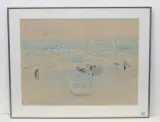 Boote am Strand by Maurice Brianchon, watercolor, sold Dec 2022