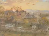 Landschaft mit Sonnenuntergang by Emil Czech, 1901, watercolor, offered Dec 2022