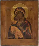 Russisch, um 1800 by Gottesmutter von Wladimir, tempera, sold Dec 2022