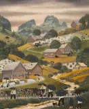 Gewitterregen mit Wildbach by Albert Manser, oil on board, sold Dec 2022