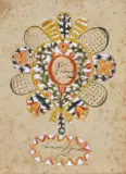 Sammelnummer mit Gedenkblatt, Liebeszeichen und Anwünschung, herzförmig und hochrechteckig by Schnittbilder 1794 & 1812, watercolor, sold Dec 2022