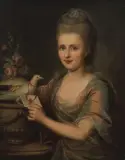 Portrait einer jungen Frau mit hochgestecktem, blondem Haar by Jakob Emanuel Handmann, oil on canvas, sold Dec 2022