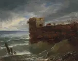 Sturm am Genfersee, 1838 by François Diday, oil on panel, sold Dec 2022