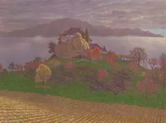 Chateau de Châtelard, 1904 by Alexandre Perrier, oil on canvas, offered Dec 2022