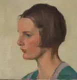 Portrait Martha Liner im Profil, 1929 by Carl August Liner, oil on canvas, sold Dec 2022