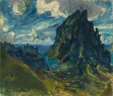 Baie de Papetoai, île de Moorea Archipel de Tahiti", 1933 by Theo Meier, oil on canvas, sold Dec 2022