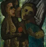 Adam, Eva und Helen Dahm by Helen Dahm, oil on board, sold Dec 2022